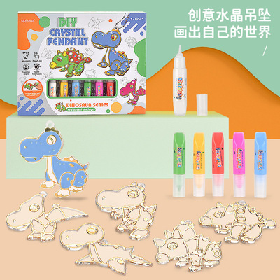 Children&#39;s Hand DIY make three-dimensional Lattice Grilled plastic painting crystal Choi glue painting Graffiti Cartoon Pendant Toys