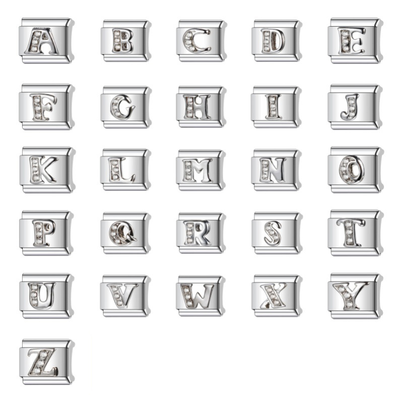 Italian Module Bracelet Diy silver 26 Letter Stainless Steel Personality Module Splicing Strap Advanced All-Match