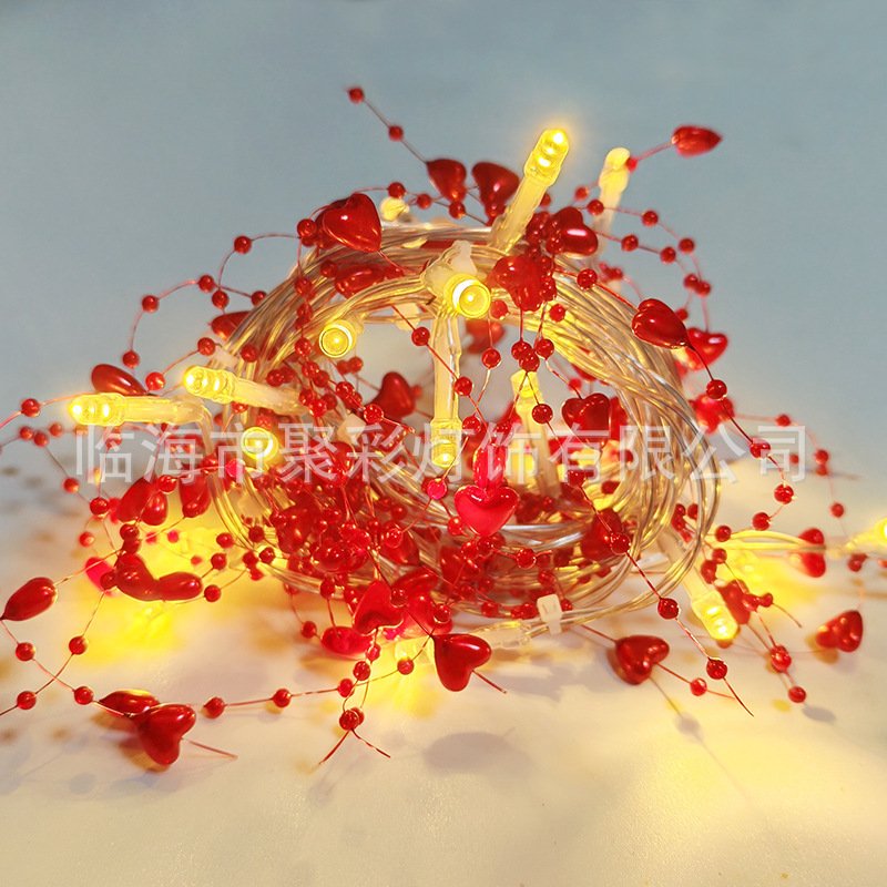 Amazon hot pearl chain light string led string light love indoor decorative light string fairy light Christmas decorative light