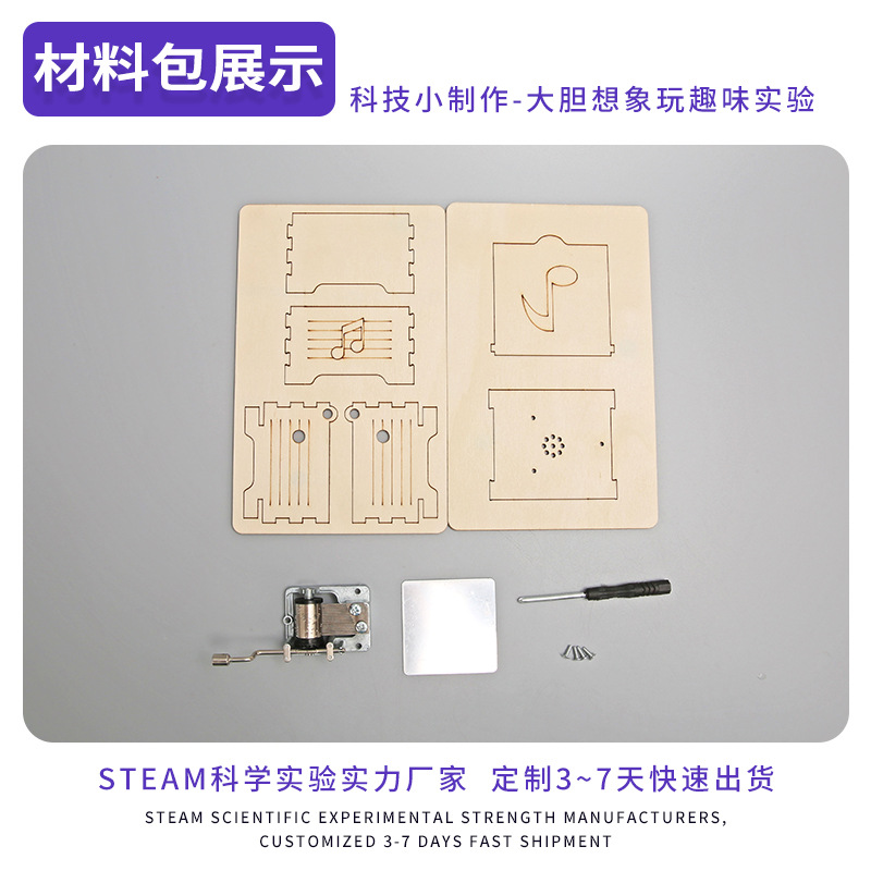Estudiante de escuela primaria ciencia experimento equipo DIY mano caja música creativa Tecnología pequeña producción invención material al por mayor