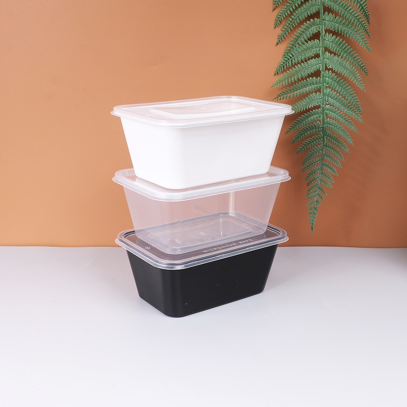 Fiambrera desechable Fiambrera de plástico rectangular para llevar vajilla comida rápida tazón de sopa grueso con tapa caja de embalaje plato