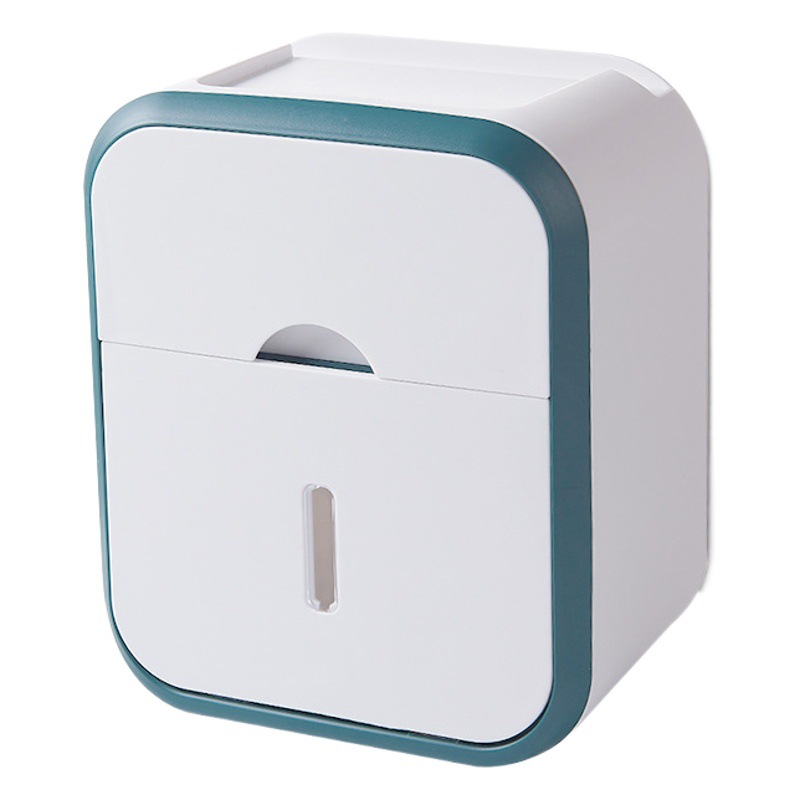 Caja de papel higiénico montado en la pared inodoro montado en la pared papel higiénico rollo caja hogar Baño rack de almacenamiento sin perforar