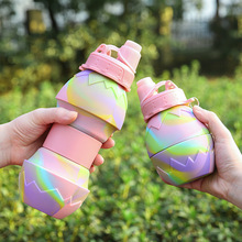 现货便携耐高温硅胶折叠水杯户外杯子旅行运动水壶water bottle