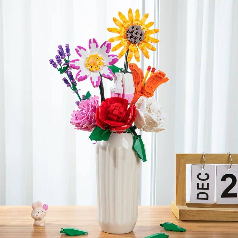 Constructor, minifigure for mother's day, toy, internet celebrity, flowered, Birthday gift, handmade