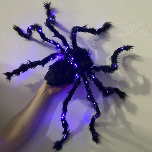 Spider Toy Black Spider Web Halloween Decoration Plush Glowing Spider Room Escape Haunted House Horror Props