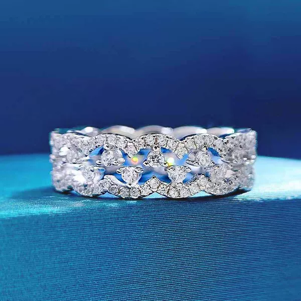 Lu Lu Tong New Arrival Full Diamond Row Ring Lace Ring Women's Simple Personality Thin Stacked Ring Fashion Fashion Style