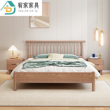 北欧简约白蜡木实木床小户型经济简约单人床1.8米双人床卧室家具
