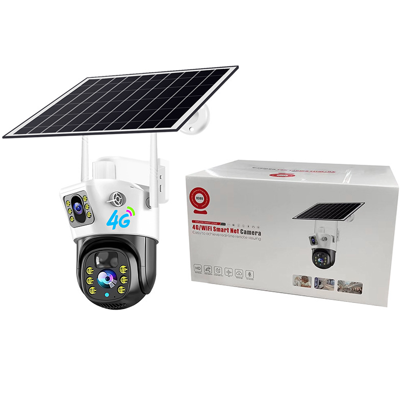 Monitoreo solar al aire libre doble lente 4G bajo consumo de energía Cámara impermeable cámara inalámbrica HD monitoreo a todo color