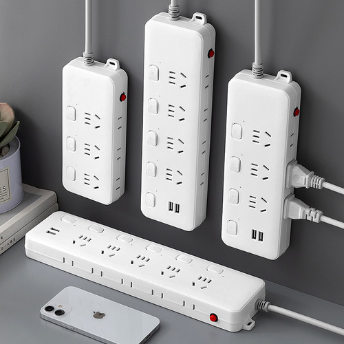 Overload protection safety door outlet power strip plug with leakage protection live control multi-switch extension cord