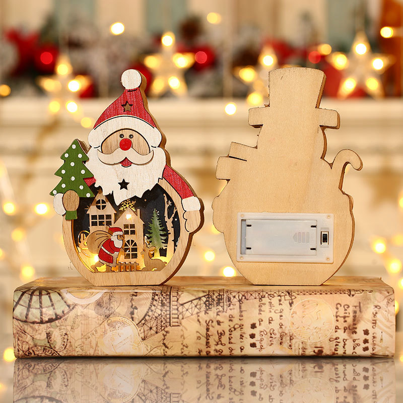 Sản phẩm mới: Đồ trang trí Giáng Sinh LED phát sáng, Santa gỗ, lý tưởng cho trang trí cây thông Noel và khách sạn.