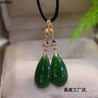 Женские серьги из яшмы Хэйтань Синьцзян, длинные серьги из стерлингового серебра с каплями воды из шпинатно-зеленой яшмы, подарок для мамы, золото, инкрустированное нефритом.