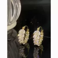 Серьги из медного сплава с колосьями пшеницы, элитный стиль, модные и модные, с бриллиантами, легкие роскошные серьги-кольца с микроинкрустацией колосьями пшеницы.