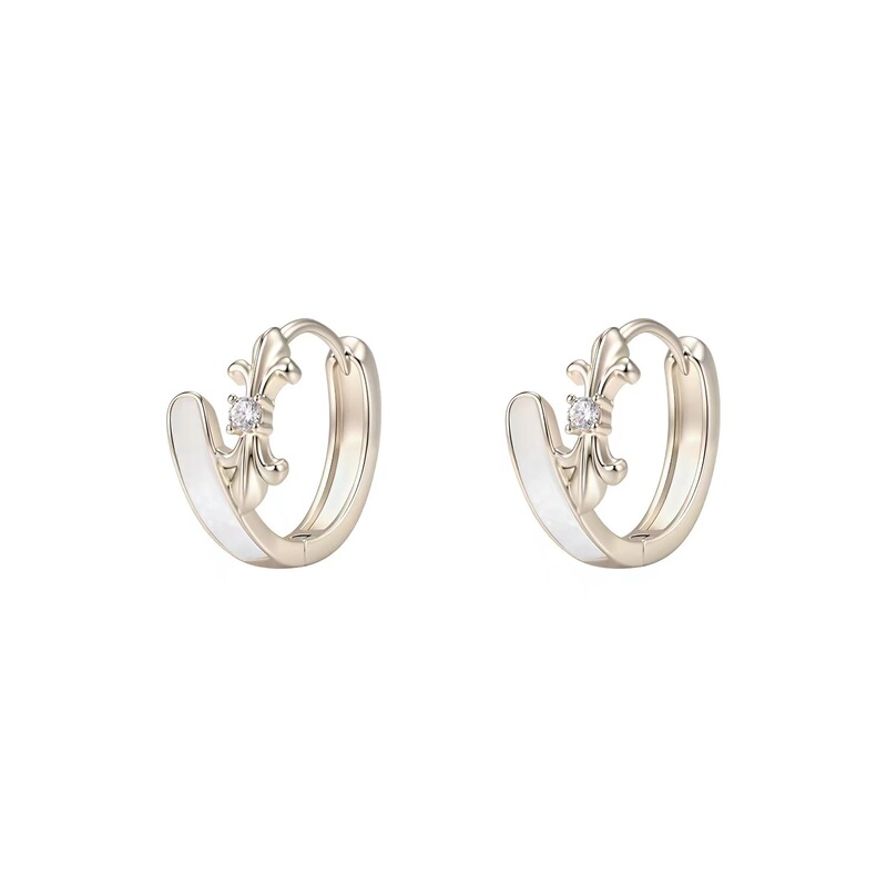 Sanheng Jewelry Mother-Of-Pearl Iris Flower Earrings Designer Style Earrings Titanium Gold Coffee Gold Light Luxury High-End Earrings for Women Sanheng Jewelry Mother-Of-Pearl Iris Flower Earrings Designer Style Earrings Titanium Gold Coffee Gold Light Luxury High-End Earrings for Women