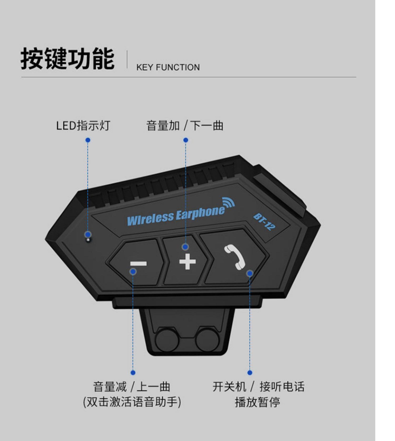 Bt12 Motorcycle Helmet Bluetooth Headset Built-In Men's Motorcycle Full-Face Helmet Riding Windproof and Noise Reduction Headset Waterproof Wholesale