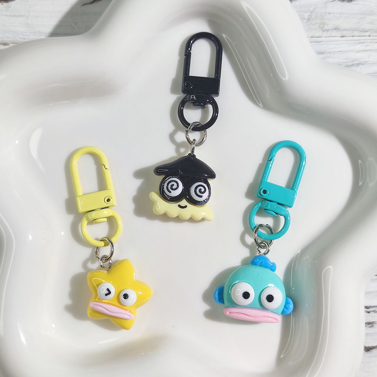 964 Hanton Ugly Fish Star Pendant Cartoon Cute Schoolbag Hanging TikTok Student Keychain Accessories