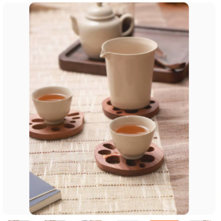 Taza de madera de taza de agua japonesa, taza de té y café de kung fu creativo, almohadilla aislante térmico