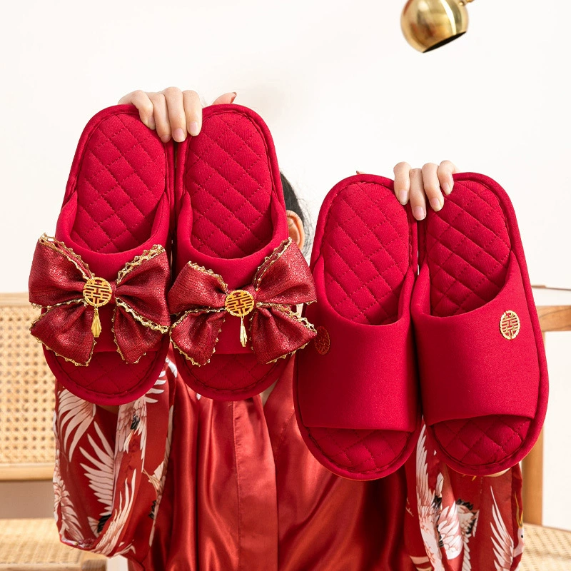 Свадебные милые свадебные льняные тапочки