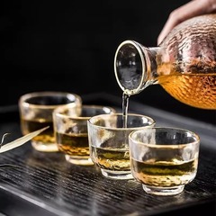 日本式ハンマー透明金辺清酒壷温酒器熱酒壷人気一二小杯酒具セットギフトボックス