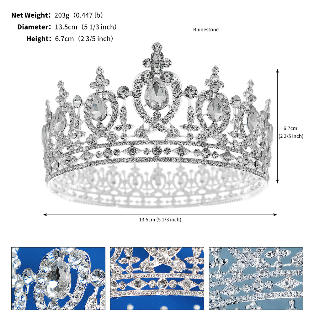Retro Crown Alloy Inlay Rhinestones Crown 1 Piece