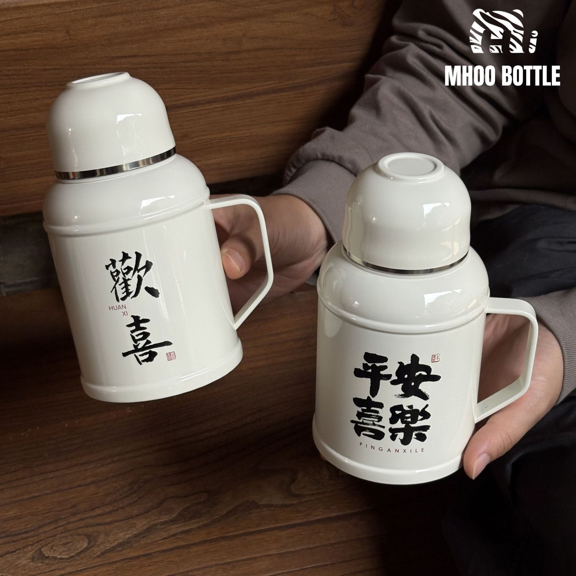 Guochao Wenxian 316 스테인레스 스틸 중국 스타일 빈티지 티 그릇 냄비 대용량 휴대용 보온병 차 분리 차