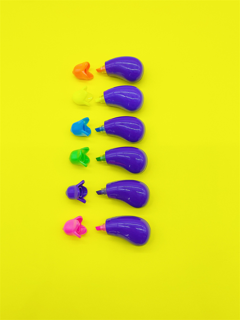 Mayorista transfronteriza multicolor resaltador mini fruta encantador resaltador multicolor conjunto de dibujo puntero marcador pluma