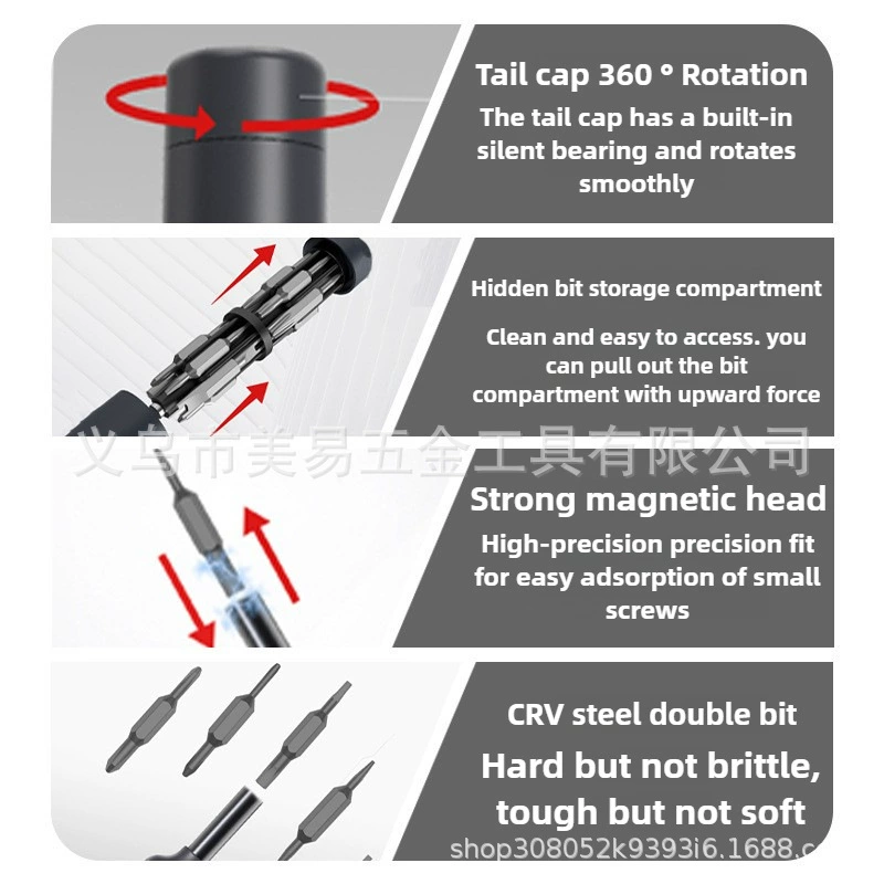 Screwdriver, magnetic handheld drill, tools set
