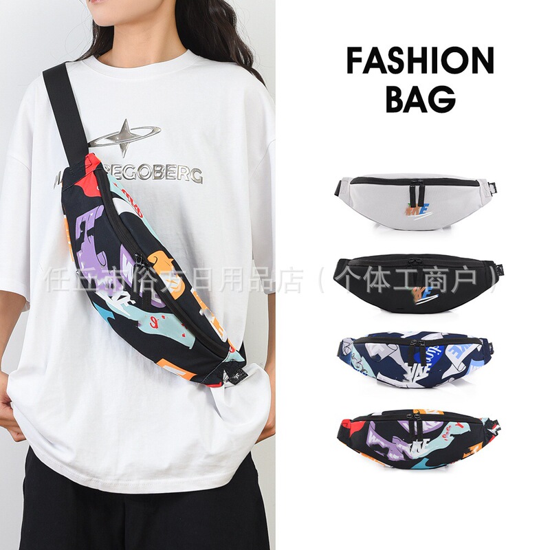 Naike Cross-Border Wholesale Full-Print Shoulder Crossbody Bag Wear-Resistant Oxford Cloth Casual Chest Bag Waist Bag Running Sports Bag for Men