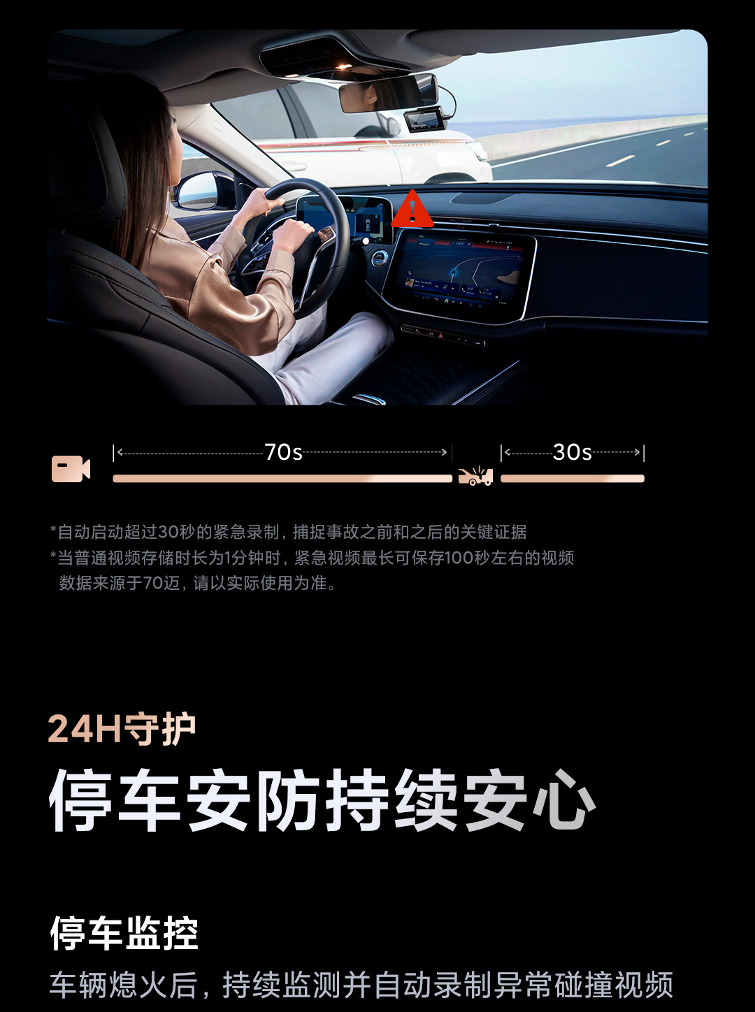 70Mai A810 Pro Dash Cam 4K Night Vision 70Mai Front and Rear Dual Recording Wireless Voice Control with Mobile Phone