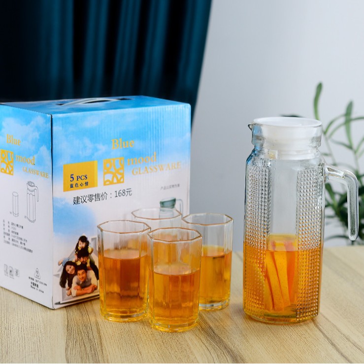 Set de jarra de vidrio grueso, gran capacidad, minimalista, uso doméstico