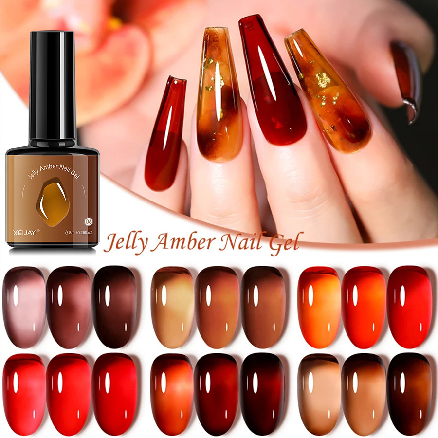 Color popular Internet celebridad Nuevo ámbar esmalte de uñas traje de pegamento 6 color esmalte de uñas belleza tienda aplicable fototerapia pegamento