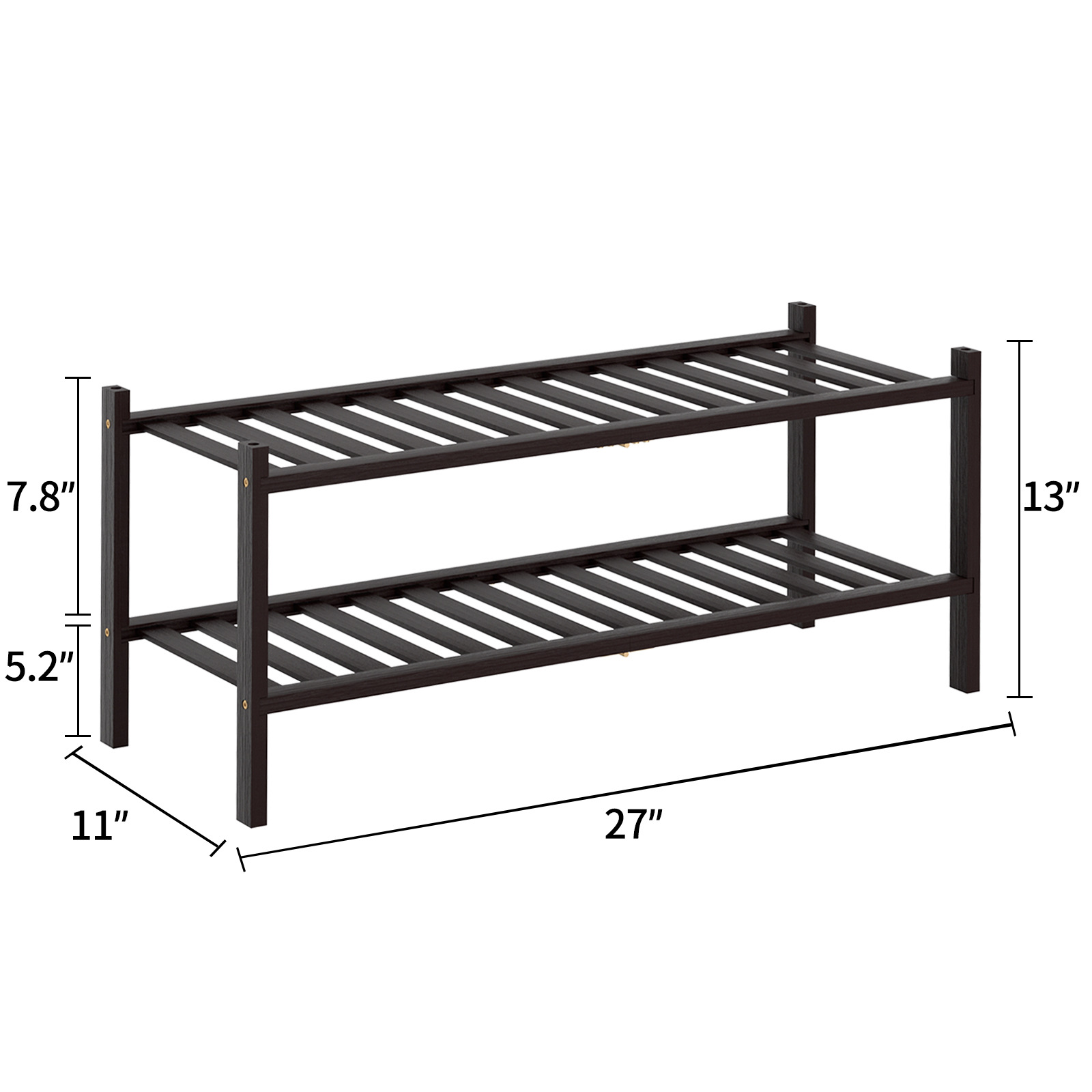 Zapatero plegable de bambú apilable, estante de almacenamiento multicapa para el hogar, ahorrador de espacio, éxito de ventas transfronterizo.