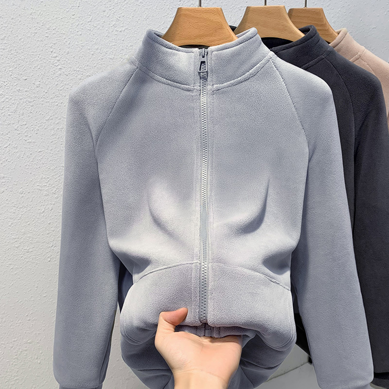 Abrigo polar para mujer Otoño e Invierno 2023 nuevo forro polar grueso cálido superior suelto casual collar cardigan suéter