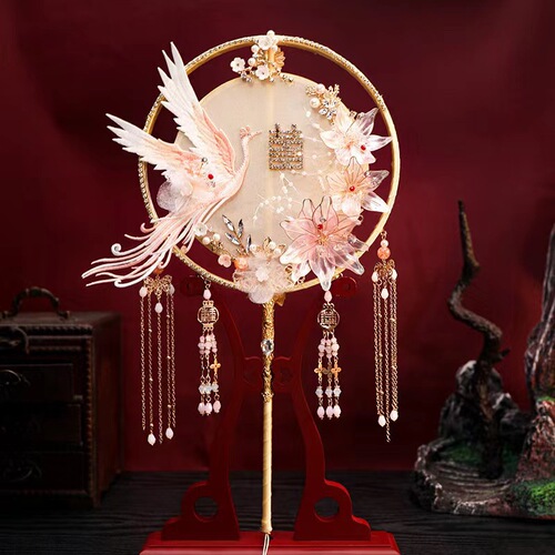 Ancient style round fan, bride Xiuhe knot wedding Chinese Xiuhe dress fan Chinese style round fan DIY
