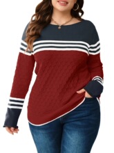 U 17827 Striped Color Block Knit Sweater �l�yƴɫë�� ��