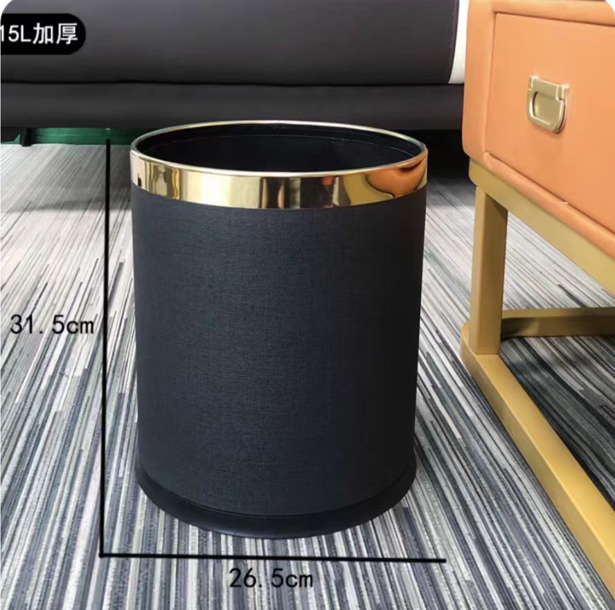 15L cubo de plástico de doble capa anillo de titanio Futai negro