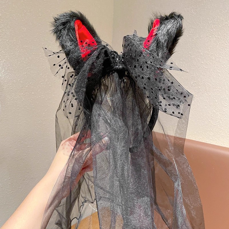 万圣节头饰红色小恶魔牛角毛绒发箍女搞怪头箍装扮拍照道具发饰品|undefined