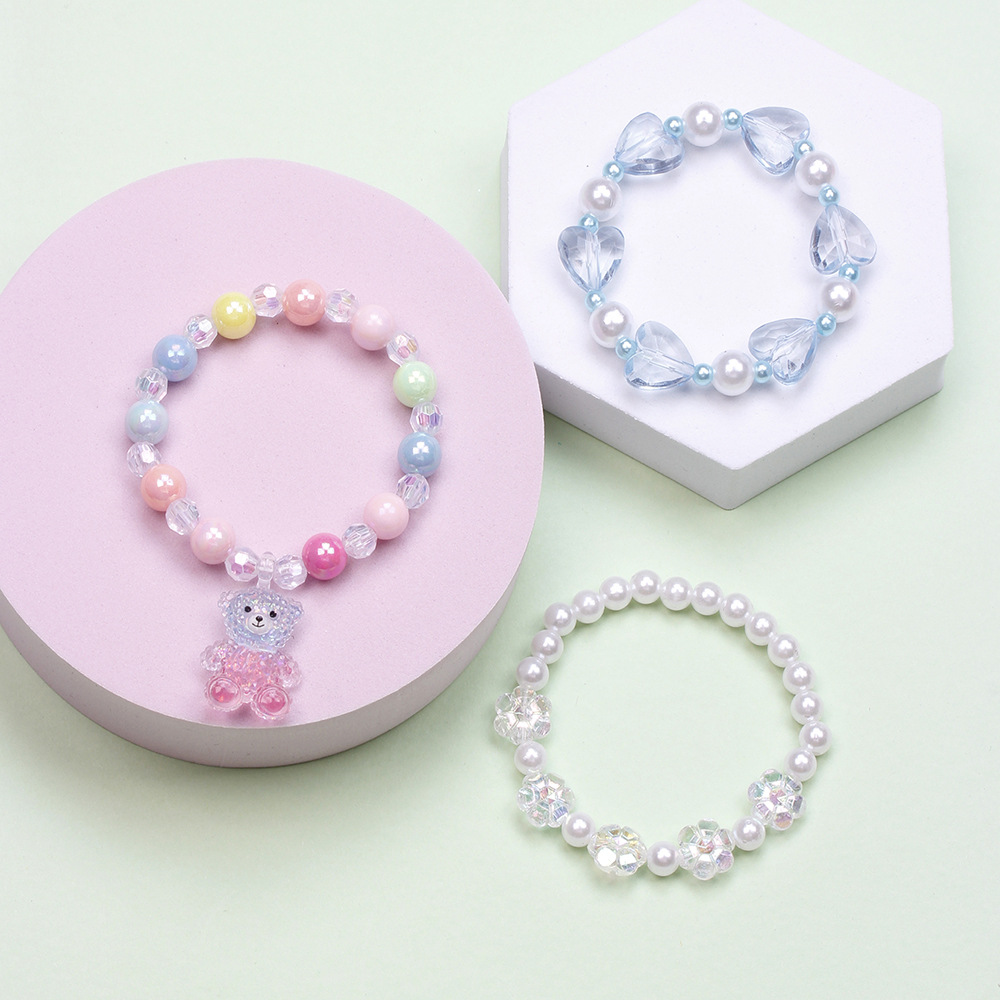 Simple Style Heart Shape Flower Plastic Beaded Girl's Bracelets display picture 37
