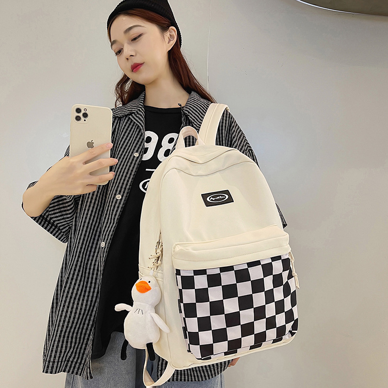 Chessboard Plaid estilo preppy Junior High School estudiante mochila de gran capacidad mochila mujer marca de moda estilo coreano Plaid mochila casual