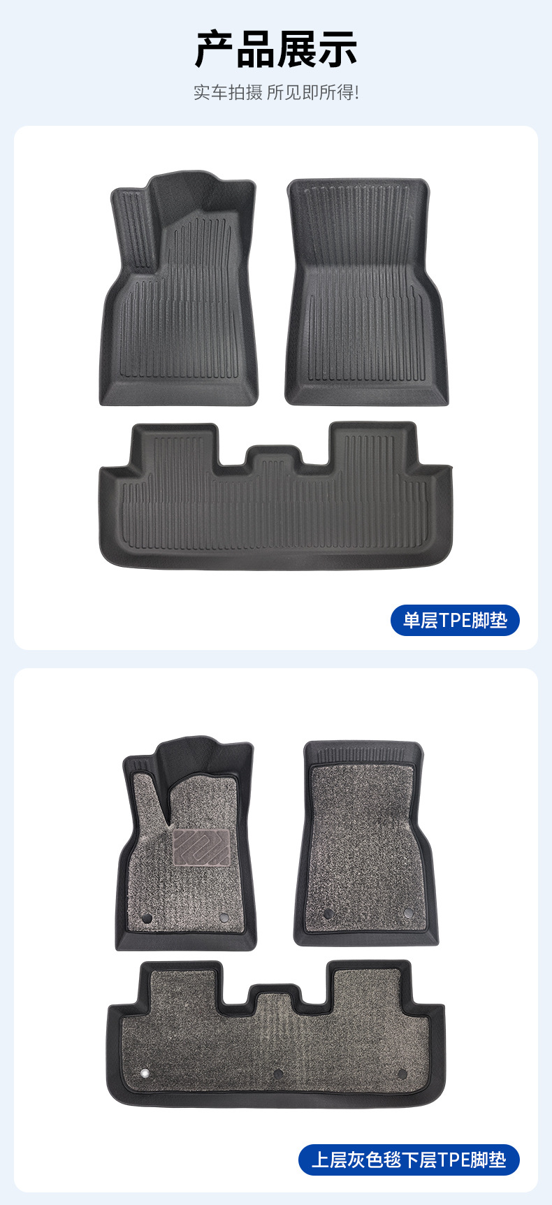 Suitable for Lynk & Co Special Car Models, Lynk & Co 01 17-19 High Bridge Style Tpe Floor Mats Three-Piece Set Car Mats