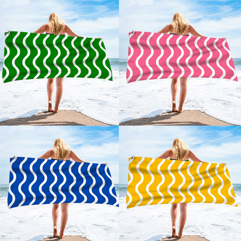 Foreign trade single-sided velvet beach towel microfiber beach bath towel personality wave pattern towel bath towel summer beach