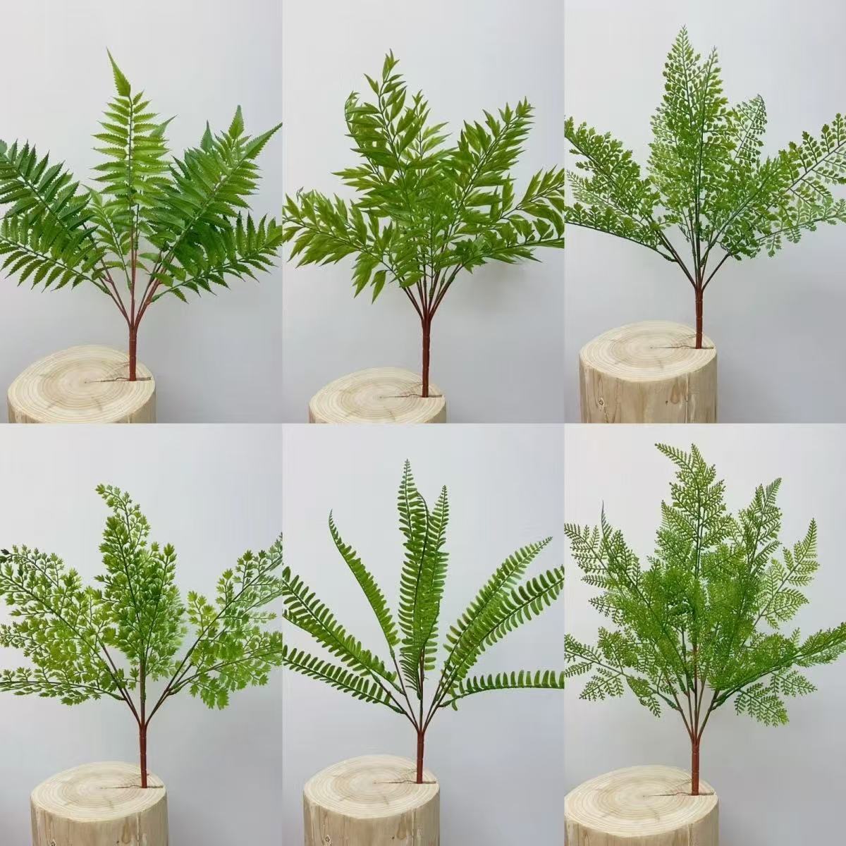 Artificial Fern Green Plant Combination, Mini Plastic Green Plants with Soft-Touch Rubber, Persian Grass for Floral Arrangements, Plant Wall Landscaping