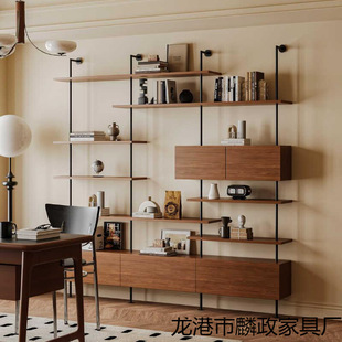 Italian Minimalist Bookshelf Partition Display Rack Antique Living Room Display Iron Rack Integrated Wall Bookcase