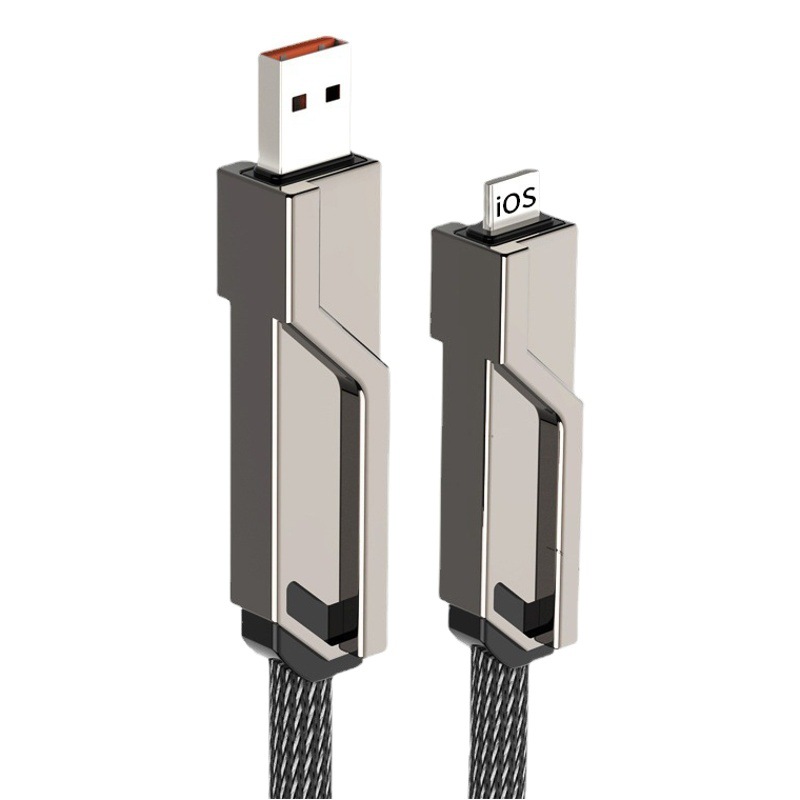 Fábrica Cuatro en Uno cable de datos dos arrastre dos PD carga rápida 100W de doble uso tipo C a iluminación dual USB