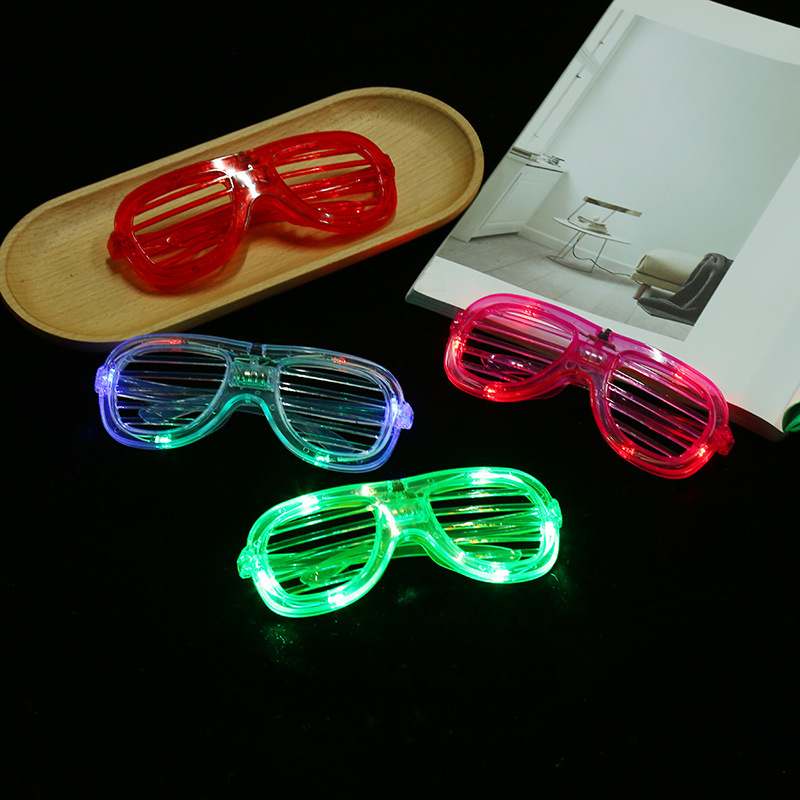 玩具地摊玩具新款发光百叶窗眼镜LED发光冷光型眼镜发光玩具地摊货源厂家批发创意玩具小商品一件代发详情10