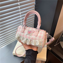 超火小众撞色包包女2025新款夏季百搭斜挎包精致手提小拎包枕头包