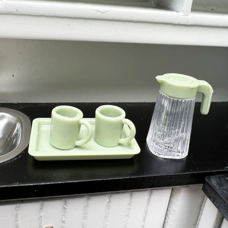 Small realistic doll house, teapot, set, DIY