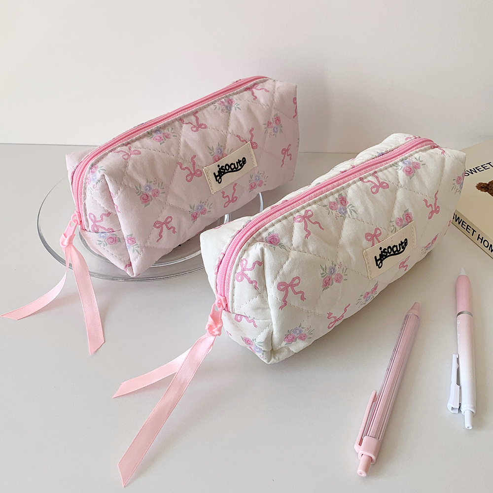 60g Weight Pencil Case Stationery Type 1 Piece Quantity Class, Learning, Graduation Occasion Cotton, Polyester Material Bow Knot Pattern Korean Style Style Bow Knot Cotton Polyester Class Learning Graduation Korean Style Pencil Case 11
