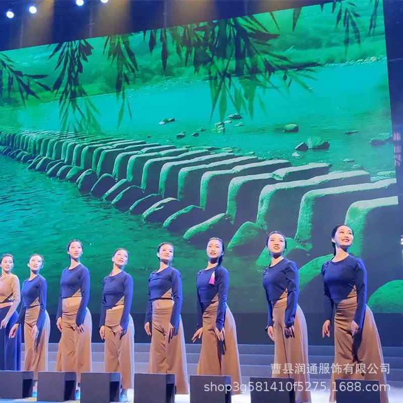 Мост Куйбу Shuiqing Youyou одежда женская танцевальная одежда Весенний фестиваль гала-концерт та же танцевальная одежда мост Куйбу одежда для выступлений табурет