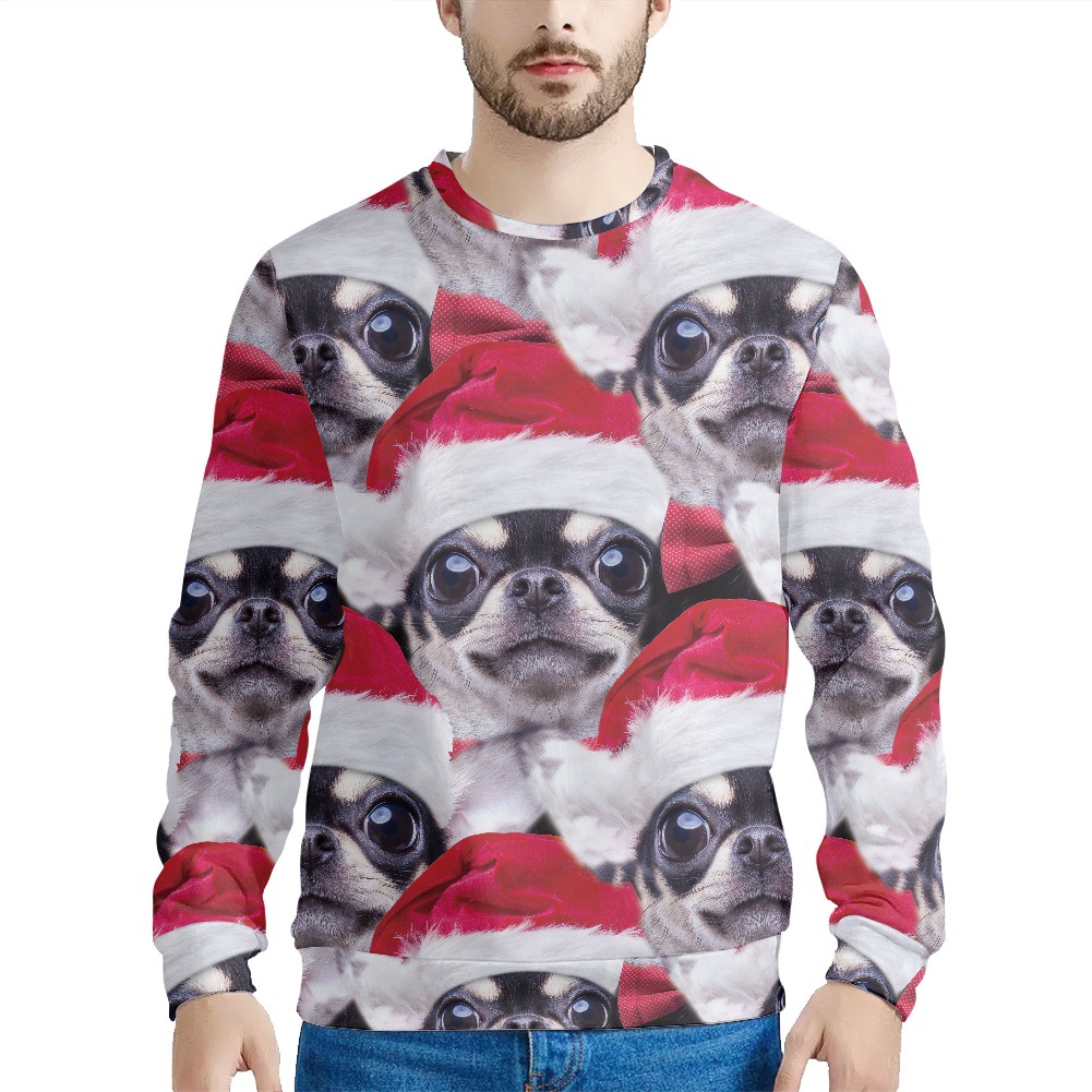 Męska odzież, bluza z nadrukiem w stylu świątecznym_voghion.com