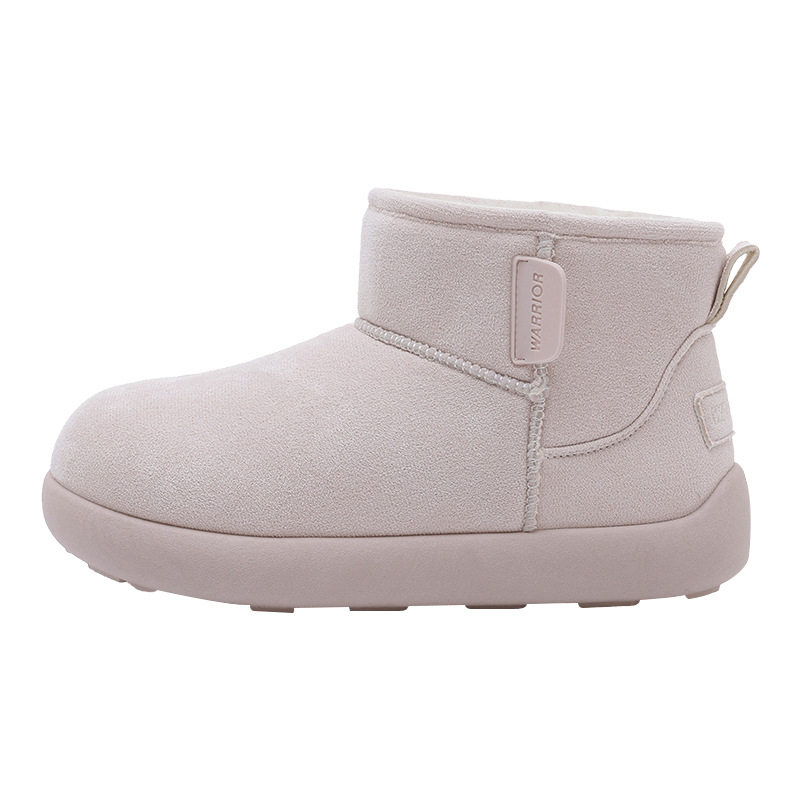Backforce botas de nieve de color sólido simple y versátil para mujeres, zapatos calientes de tubo medio grueso, zapatos cómodos de lana gruesa